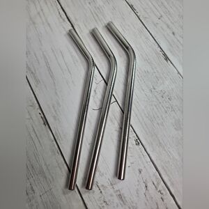 Reusable Bent Stainless Steel Straws - Set of 3 NWOT